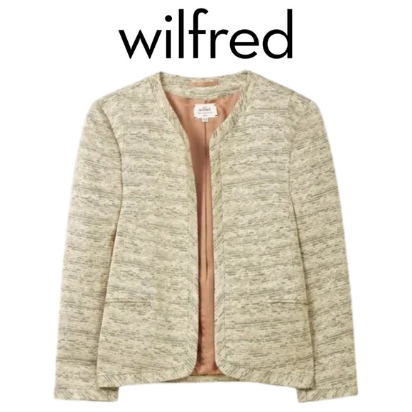 Wilfred Open Front Textured Blazer Jacket - Neutral Tone Taupe/blush - Size 2 - Picture 1 of 7